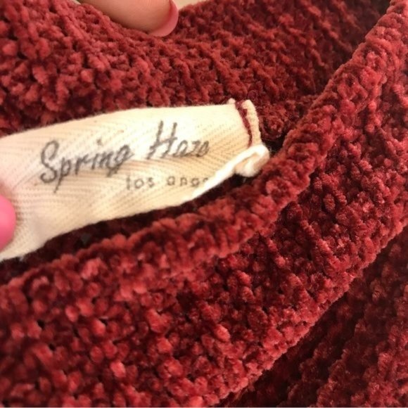 SPRING HAZE Burgundy Chenille Cropped Balloon Sleeve Sweater Top Size Small - Picture 11 of 12